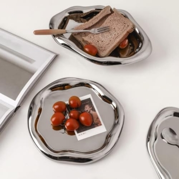 Chendecor Elegant Silver Tray - Perfect for Organizing & Displaying
