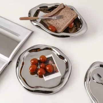 Chendecor Elegant Silver Tray - Perfect for Organizing & Displaying