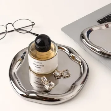 Chendecor Elegant Silver Tray - Perfect for Organizing & Displaying