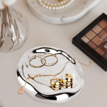 Chendecor Elegant Silver Tray - Perfect for Organizing & Displaying