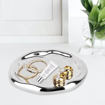 Chendecor Elegant Silver Tray - Perfect for Organizing & Displaying
