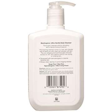 Neutrogena Ultra Gentle Daily Facial Cleanser for Sensitive Skin, Oil-Free, Soap-Free, Hypoallergeni...