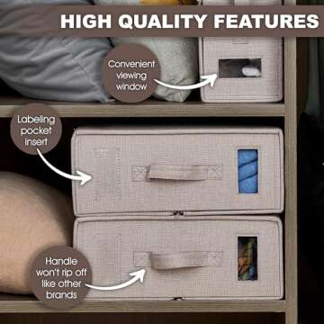 Parts South Bed Sheet Organizer - Linen Set Storage - Bedding Storage for King, Queen, Twin Sheet sets - Foldable Sheet Set Organizer - Duvet cover Storage (1 Pack Tan)