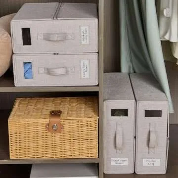 Parts South Bed Sheet Organizer - Linen Set Storage - Bedding Storage for King, Queen, Twin Sheet sets - Foldable Sheet Set Organizer - Duvet cover Storage (1 Pack Tan)