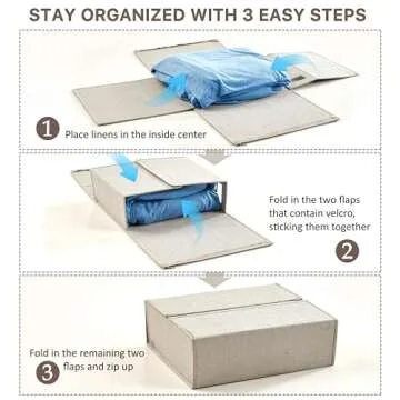 Parts South Bed Sheet Organizer - Linen Set Storage - Bedding Storage for King, Queen, Twin Sheet sets - Foldable Sheet Set Organizer - Duvet cover Storage (1 Pack Tan)