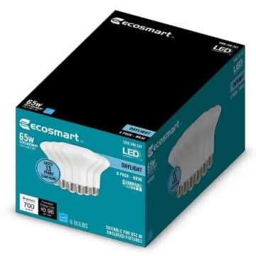LED TECHNOLOGY EcoSmart 65-Watt Equivalent BR30 Dimmable LED Light Bulb Daylight (12-Pack)