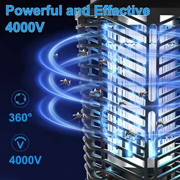 Bug Zappers Outdoor and Indoor 20W, Home4me Electric Mosquito Zapper 4000V High Powered with Switch,...