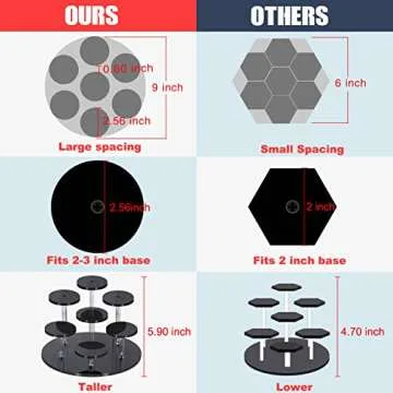 Eco Moda Acrylic Display Stand - 7-Tier Black Action Figure Stand - Multilevel Acrylic Risers for Display - Collection Organizer Holder for Figures, Collectibles, Toys and Dolls, Jewelry