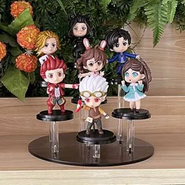 Eco Moda Acrylic Display Stand - 7-Tier Black Action Figure Stand - Multilevel Acrylic Risers for Display - Collection Organizer Holder for Figures, Collectibles, Toys and Dolls, Jewelry