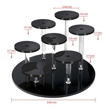 Eco Moda Acrylic Display Stand - 7-Tier Black Action Figure Stand - Multilevel Acrylic Risers for Display - Collection Organizer Holder for Figures, Collectibles, Toys and Dolls, Jewelry