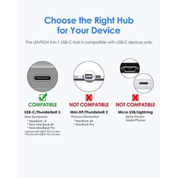 Lention USB-C Hub for MacBook Pro and iPhone 15-16