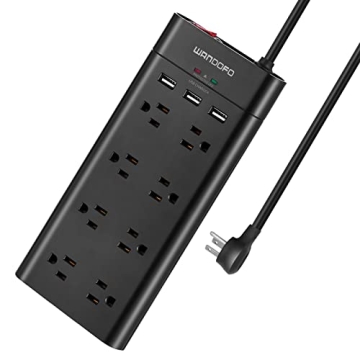 WANDOFO 12FT Power Strip with USB Charging and Surge Protection