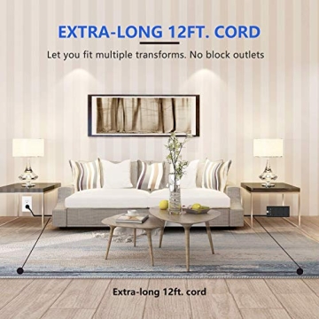 WANDOFO 12FT Power Strip with USB Charging and Surge Protection