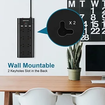 WANDOFO 12FT Power Strip with USB Charging and Surge Protection
