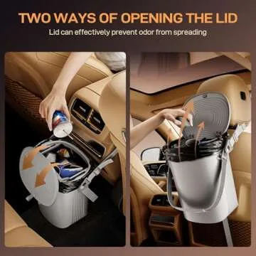 Waretary Trash Can for Car Garbage: Leakproof Silicone Car Waste Bin w/Lid for Drivers and Passengers; 1.9 Gallon Garbage Container for Vehicle, Sedan, SUV, Van, MPV & Truck (Grey)