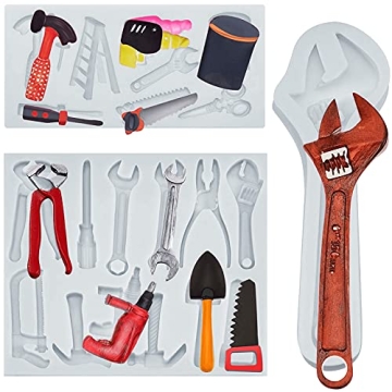 3 Pieces Hand Tools Silicone Mold Construction Tools Fondant Silicone Molds Set 3D Sugar Chocolate M...