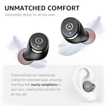 TOZO T10 (Ergonomic Edition) Wireless Earbuds Bluetooth 5.3 Headphones, App Customize EQ, Ergonomic Design, 55H Playtime, Wireless Charging Case, IPX8 Waterproof Sound in-Ear Headset, 2024 New Version