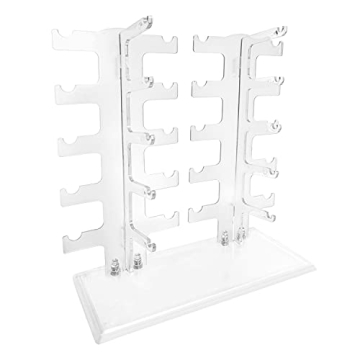 FAZMoss Sunglasses Rack Glasses Holder Two Row 10 Pairs Eyeglasses Acrylic Eyewear Display Stand