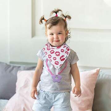 Baby Bandana Drool Bibs for Girls - 8-Pack Baby Bibs with Teething Toys/Teethers Set -Super Absorben...