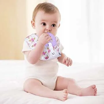 Baby Bandana Drool Bibs for Girls - 8-Pack Baby Bibs with Teething Toys/Teethers Set -Super Absorbent Organic Cotton Bibs for Baby Girl