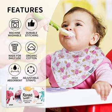 Baby Bandana Drool Bibs for Girls - 8-Pack Baby Bibs with Teething Toys/Teethers Set -Super Absorbent Organic Cotton Bibs for Baby Girl