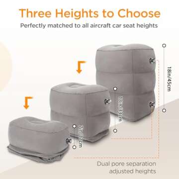 HOMCA Inflatable Travel Foot Rest Pillow - Versatile & Adjustable Comfort for Home, Office, and Trav...