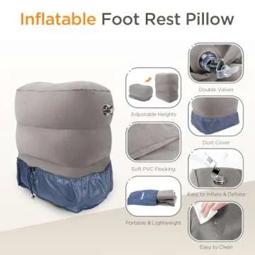 HOMCA Adjustable Inflatable Travel Foot Rest for Comfort