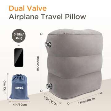 HOMCA Adjustable Inflatable Travel Foot Rest for Comfort