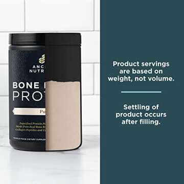 Ancient Nutrition Bone Broth Protein Powder, Pure Flavor, 20 Servings Size