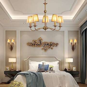 Elegant Gold Linen Lampshades Set of 6 for Chandelier
