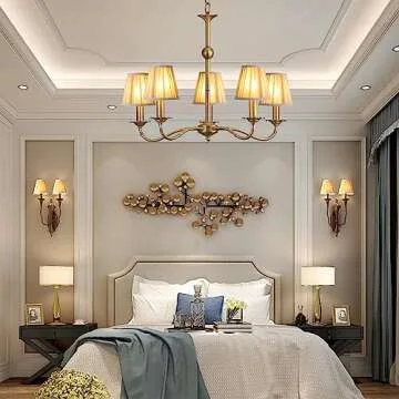 Elegant Gold Linen Lampshades Set of 6 for Chandelier