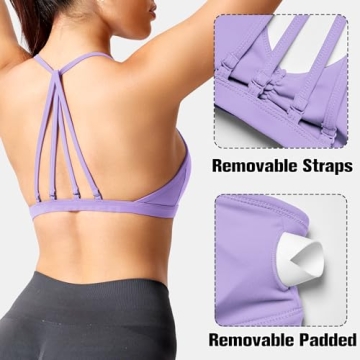 YEOREO Padded Strappy Gym Bra for Light Impact Fitness
