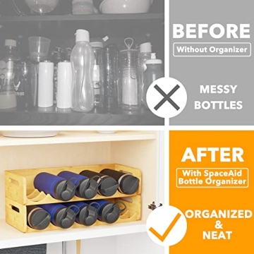 SpaceAid Bamboo Water Bottle Organizer - Stylish Storage Solution