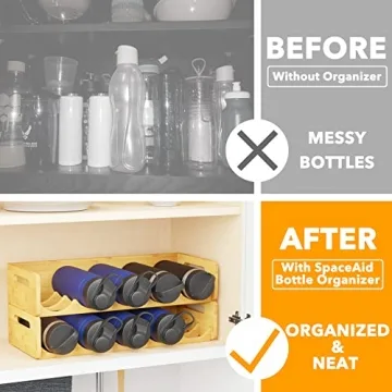 SpaceAid Bamboo Water Bottle Organizer - Stylish Storage Solution