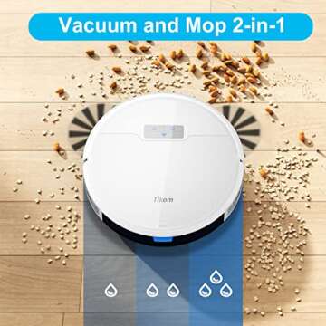 Tikom Robot Vacuum and Mop Combo 2 in 1, 4500Pa Strong Suction, G8000 Pro Robotic Vacuum Cleaner, 150mins Max, Wi-Fi, Self-Charging, Good for Carpet, Hard Floor