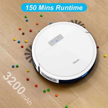 Tikom Robot Vacuum and Mop Combo 2 in 1, 4500Pa Strong Suction, G8000 Pro Robotic Vacuum Cleaner, 150mins Max, Wi-Fi, Self-Charging, Good for Carpet, Hard Floor