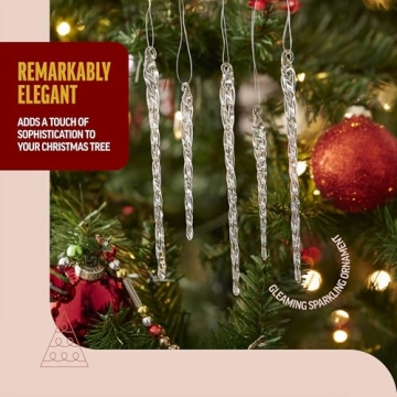 Klikel Glass Icicle Ornaments - Elegant Winter Tree Decor