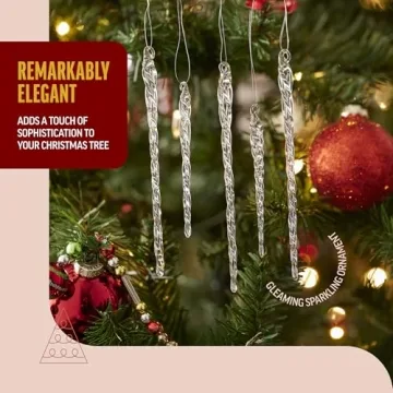Klikel Glass Icicle Ornaments - Elegant Winter Tree Decor