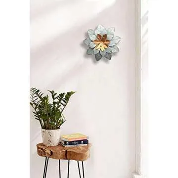 GIFTME 5 Galvanized Metal Layered Flower Outdoor Wall Art Decor Silver Home Accents Decor11.5x1.5 Inch