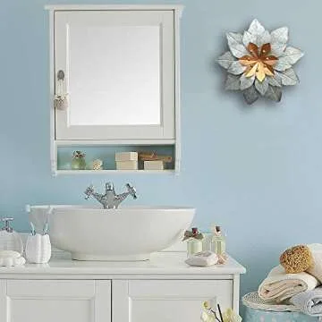 GIFTME 5 Galvanized Metal Layered Flower Outdoor Wall Art Decor Silver Home Accents Decor11.5x1.5 Inch