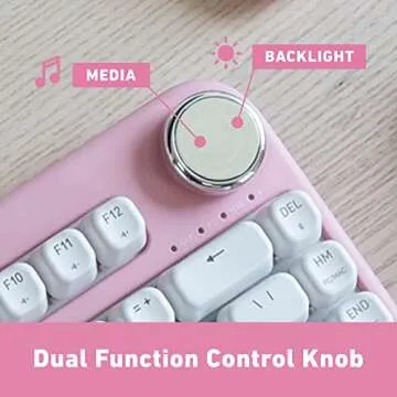 Azio IZO Wireless BT5/USB PC & Mac Mechanical Keyboard, Pre-Lubed Red Switches, Pink Blossom (IK408)