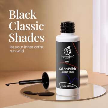 beetles Gel Polish Liner Gel Nail Art 7ml Classic Black Gel Polish Art Paint for Nails Built,Thin Li...