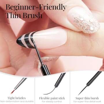 beetles Gel Polish Liner Gel Nail Art 7ml Classic Black Gel Polish Art Paint for Nails Built,Thin Line Nail Art Brush in Gel Pens UV LED Soak off Comic Nail Manicure DIY Gift for Women