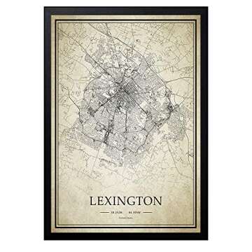 xtvin Lexington Kentucky USA 20 x 28 inch Art City Map Vintage Painting Home Decor