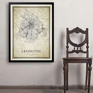 xtvin Lexington Kentucky USA 20 x 28 inch Art City Map Vintage Painting Home Decor