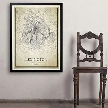 xtvin Lexington Kentucky USA 20 x 28 inch Art City Map Vintage Painting Home Decor