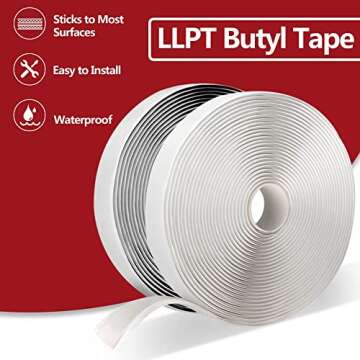 LLPT Butyl Tape Black 1 Inch x 33Ft - Superior Sealing for RVs and Boats