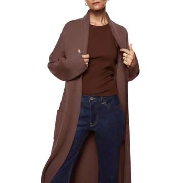 Womens Long Sleeve Maxi Cardigan Open Front Oversized Knitted Sweater Coat Casual Lapel Warm Overcoa...