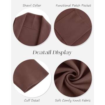 Womens Long Sleeve Maxi Cardigan Open Front Oversized Knitted Sweater Coat Casual Lapel Warm Overcoat with Pockets Brown