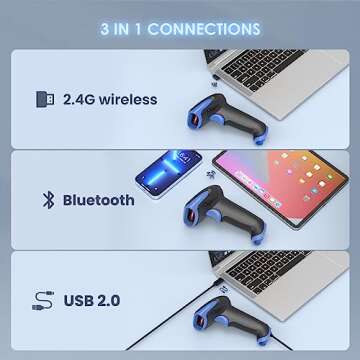 Eyoyo 2D Bluetooth Barcode Scanner: Handheld Cordless USB Reader for iPad & Android